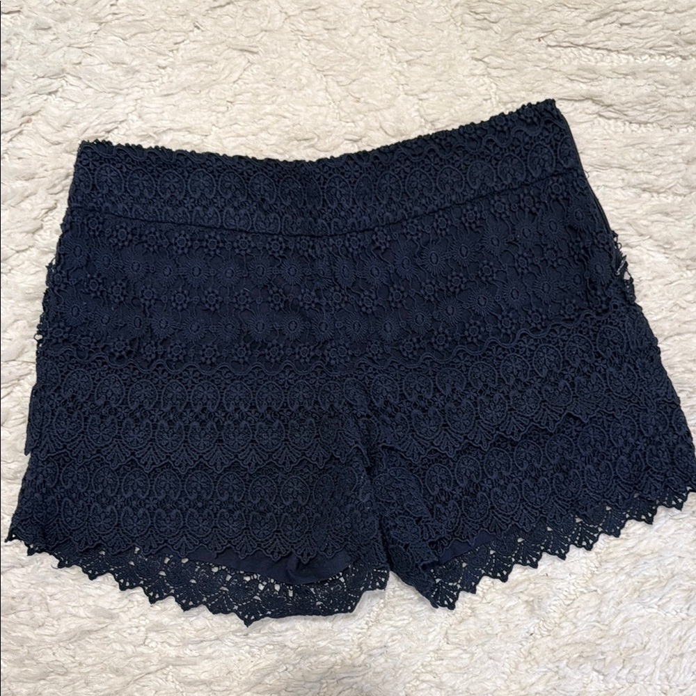 Lace Crochet Skort Shorts - Navy